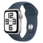 Apple Watch SE (GPS) - 2ª generazione - 44 mm - alluminio argento - smartwatch con fascia sportiva - fluoroelastomero - blu mareggiata - dimensione della fascia: S/M - 32 GB - Wi-Fi, Bluetooth - 32.9 g